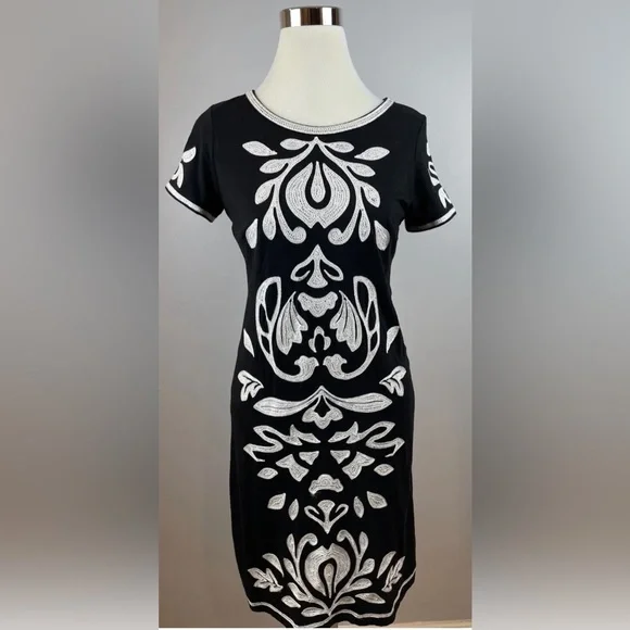 INC International Concepts | Dresses | Inc International Concepts Dress  With Beautiful Embroidery Black White Sz Xl | Poshmark